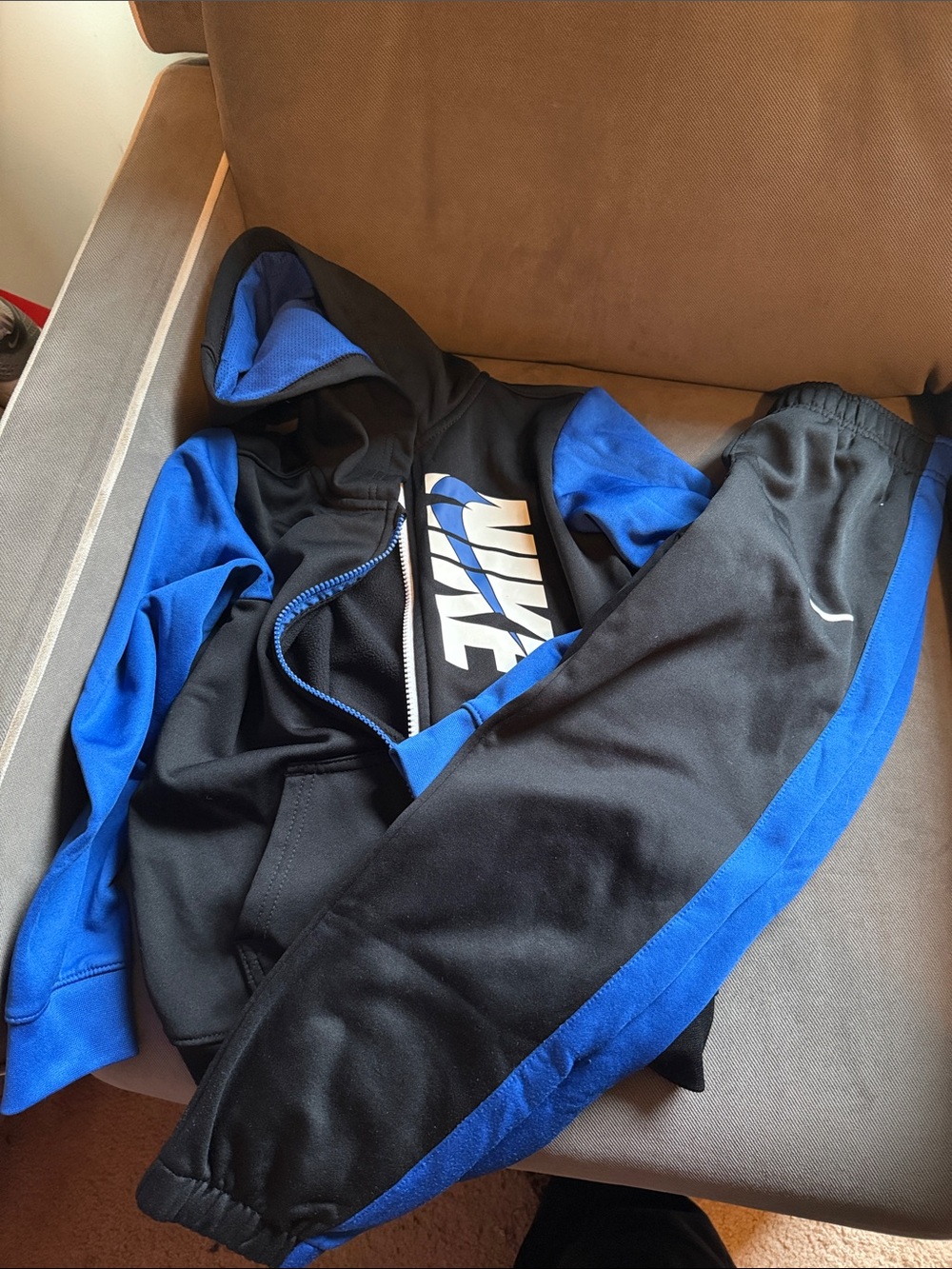 Nike Black and Royal Blue Hoodie & Joggers Set